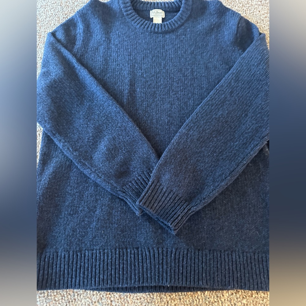 L.L. Bean Men's Navy Lambswool Crewneck Sweater
